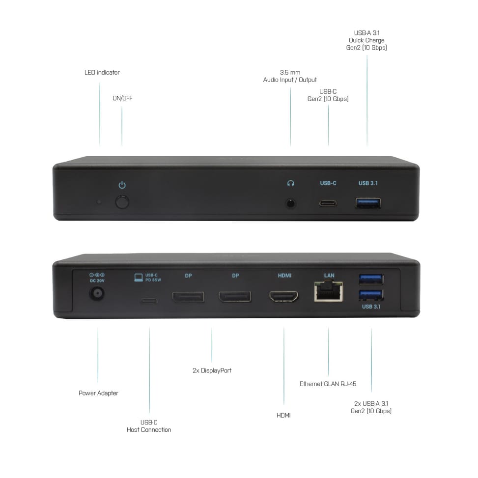 i-tec USB-C/Thunderbolt 3 Triple Display Docking Station + Power Delivery 85W (C31TRIPLEDOCKPD) — image 4