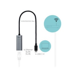 i-tec Metal USB-C 2.5Gbps Ethernet Adapter USB-C Metal 2.5Gbps Ethernet Adapter  (C31METAL25LAN)