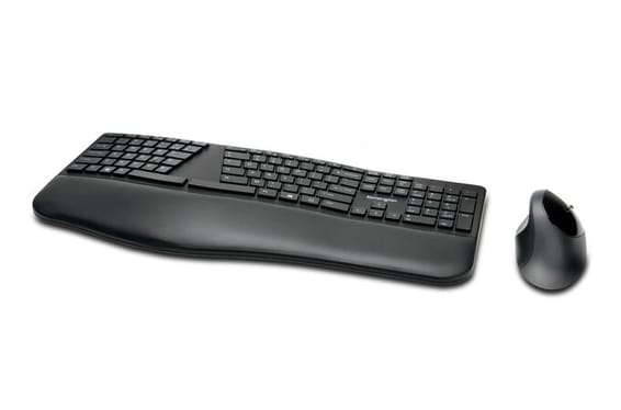 Kensington ProFit Ergo clavier Souris incluse FR sans fil +USB QWERTZ Allemand Noir (K75406DE)