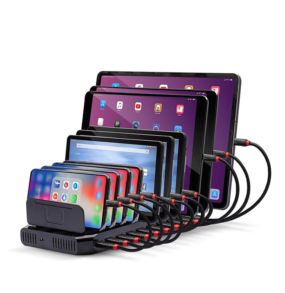 Lindy 73309 Organiseur de station de chargement Autonome Plastique Noir Station de Charge USB 10 Ports  (73309)