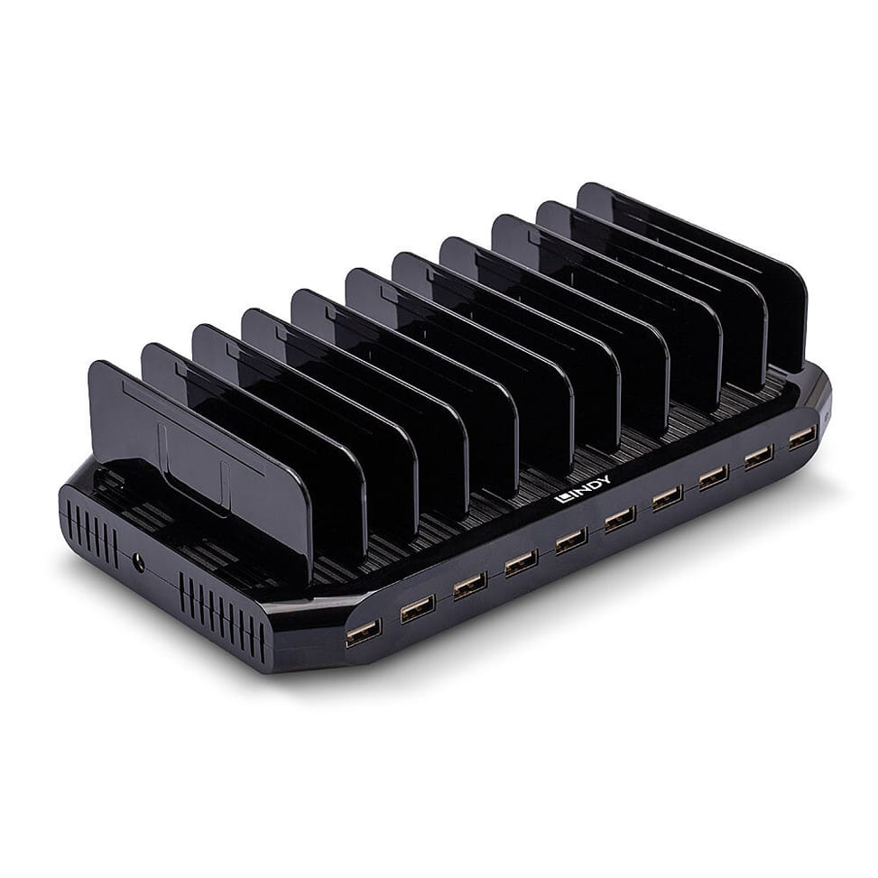 Lindy 73309 Organiseur de station de chargement Autonome Plastique Noir Station de Charge USB 10 Ports  (73309) — image 2