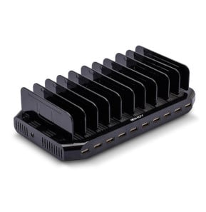 Lindy 73309 Organiseur de station de chargement Autonome Plastique Noir Station de Charge USB 10 Ports  (73309)