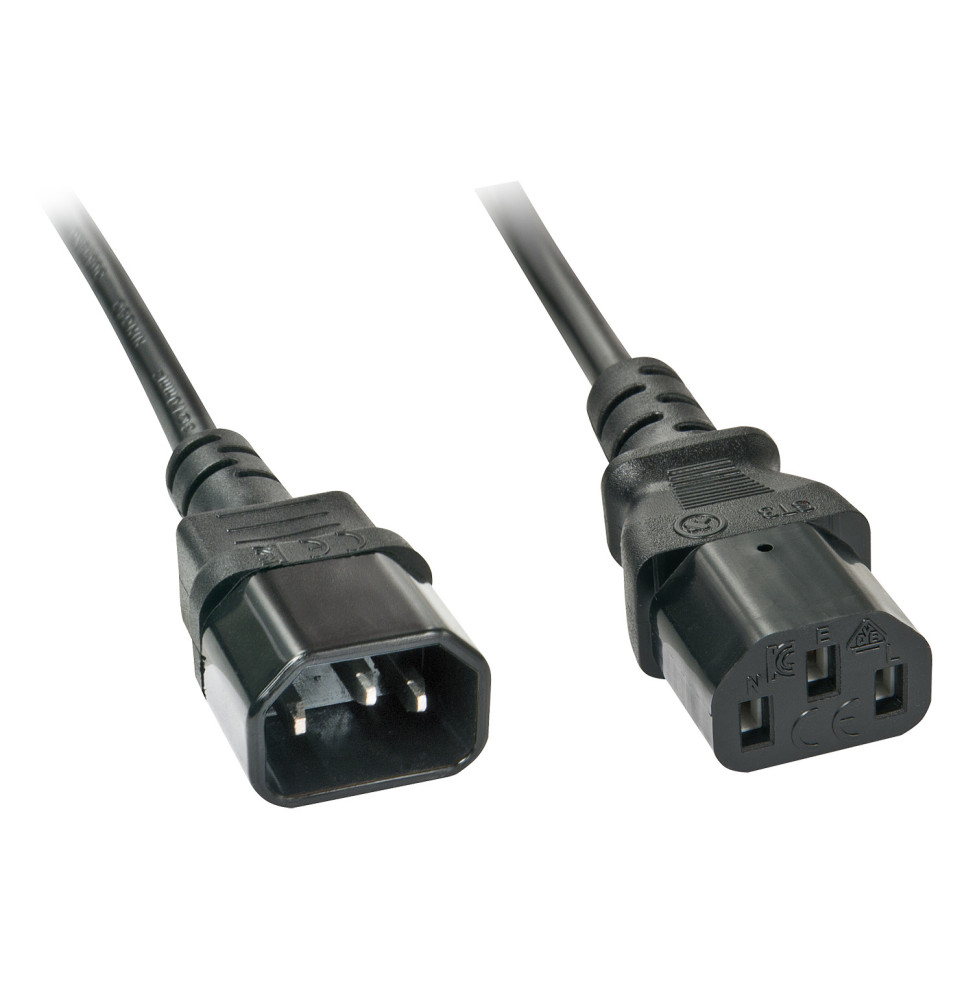 Lindy 30332 câble électrique Noir 3 m Coupleur C13 Coupleur C14 Rallonge secteur C14 vers C13, 3m  (30332)