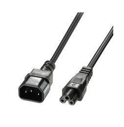 Lindy 30340 câble électrique Noir 1 m Coupleur C14 Coupleur C5 Rallonge secteur IEC C14 vers IEC C5 Cloverleaf, 1m  (30340)