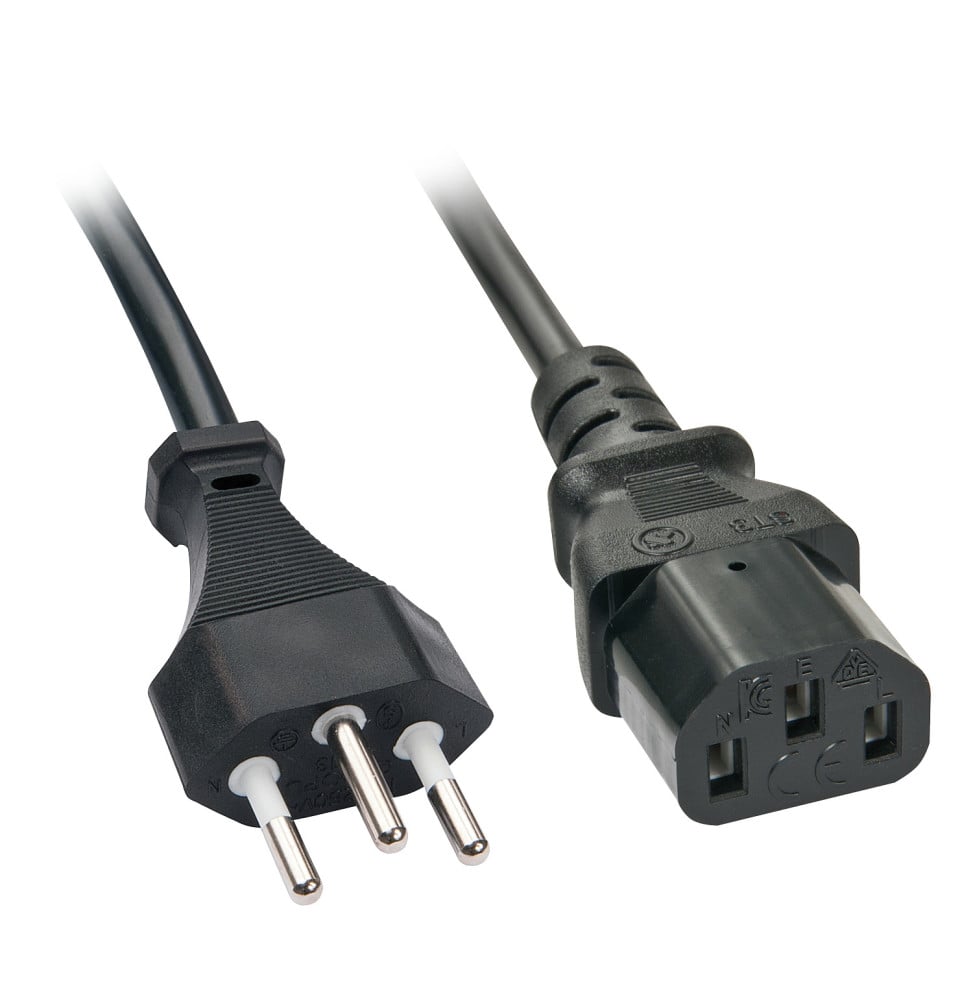 Lindy 30417 câble électrique Noir 2 m Coupleur C13 Câble secteur Suisse IEC, 2m  (30417)