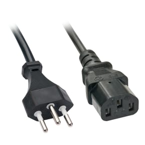Lindy 30417 câble électrique Noir 2 m Coupleur C13 Câble secteur Suisse IEC, 2m  (30417)