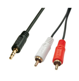 Lindy 35682 câble audio 3 m 2 x RCA 3,5mm Noir Câble audio Premium 2 x RCA (Cinch) mâle vers jack 3,5mm mâle, 3m  (35682)