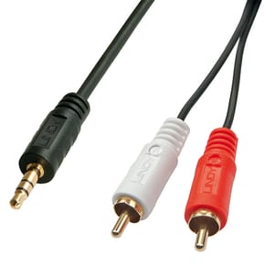 Lindy 35682 câble audio 3 m 2 x RCA 3,5mm Noir Câble audio Premium 2 x RCA (Cinch) mâle vers jack 3,5mm mâle, 3m  (35682)