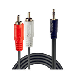 Lindy 35682 câble audio 3 m 2 x RCA 3,5mm Noir Câble audio Premium 2 x RCA (Cinch) mâle vers jack 3,5mm mâle, 3m  (35682)