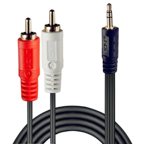 Lindy 35682 câble audio 3 m 2 x RCA 3,5mm Noir Câble audio Premium 2 x RCA (Cinch) mâle vers jack 3,5mm mâle, 3m  (35682) — image 2