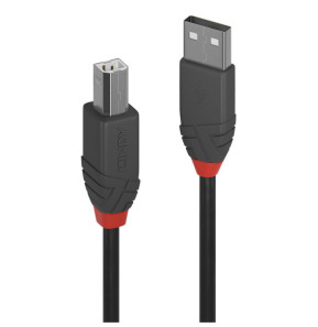 Lindy 36671 câble USB 0,5 m USB 2.0 USB A USB B Noir, Gris Câble USB 2.0 type A vers B, Anthra Line, 0.5m  (36671)
