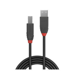 Lindy 36673 câble USB 2 m USB 2.0 USB A USB B Noir Câble USB 2.0 type A vers B, Anthra Line, 2m  (36673)