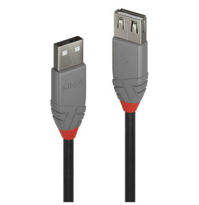 Lindy 36702 câble USB 1 m USB 2.0 USB A Noir, Gris Rallonge USB 2.0 type A, Anthra Line, 1m  (36702)