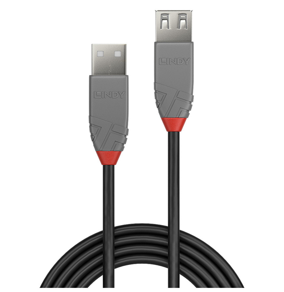 Lindy 36702 câble USB 1 m USB 2.0 USB A Noir, Gris Rallonge USB 2.0 type A,  Anthra Line, 1m (36702) prix Maroc