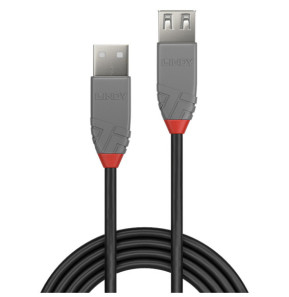 Lindy 36702 câble USB 1 m USB 2.0 USB A Noir, Gris Rallonge USB 2.0 type A, Anthra Line, 1m  (36702)