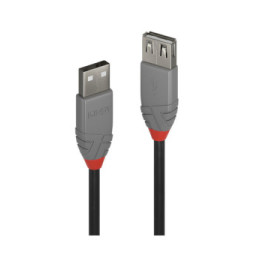 Lindy 36703 câble USB 2 m USB 2.0 USB A Noir, Gris Rallonge USB 2.0 type A, Anthra Line, 2m  (36703)