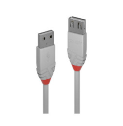 Lindy 36713 câble USB 2 m USB 2.0 USB A Gris Rallonge USB 2.0 type A, Anthra Line, Gris, 2m  (36713)