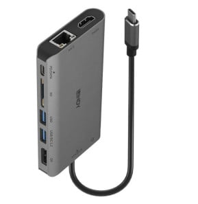 Lindy 43323 station d'accueil Avec fil USB 3.2 Gen 1 (3.1 Gen 1) Type-C Noir, Gris (43323)