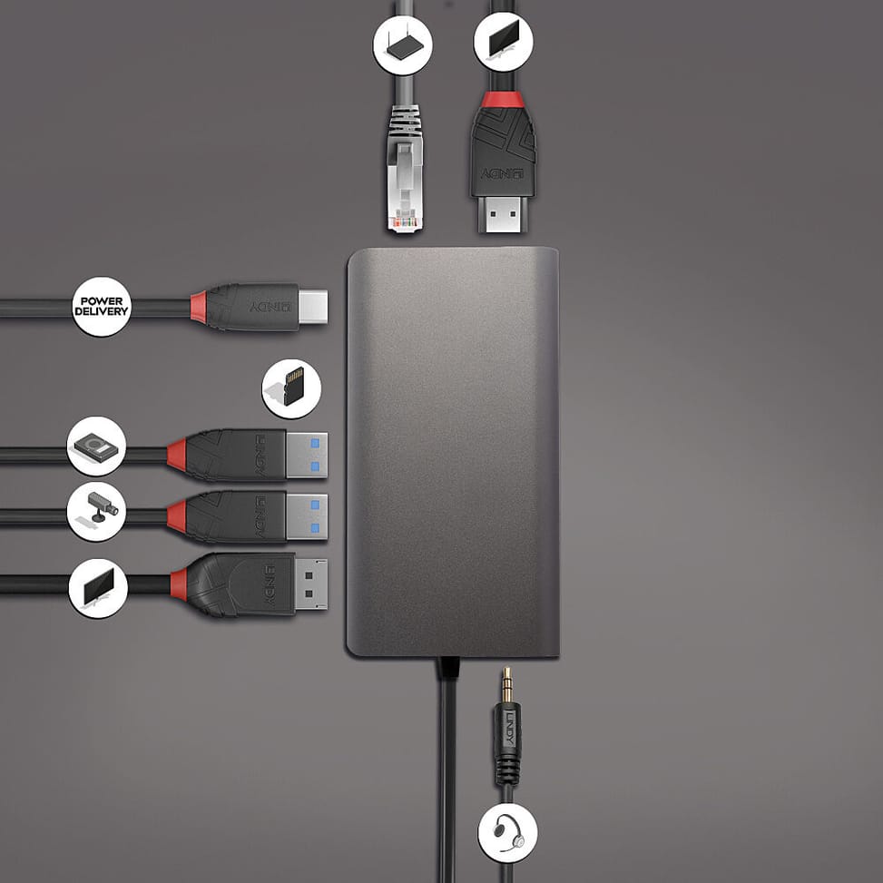 Lindy 43323 station d'accueil Avec fil USB 3.2 Gen 1 (3.1 Gen 1) Type-C Noir, Gris (43323) — image 4