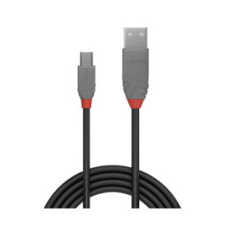 Lindy 36721 câble USB 0,5 m USB 2.0 USB A Mini-USB B Noir, Gris Câble USB 2.0 type A vers Mini-B, Anthra Line, 0.5m  (36721)