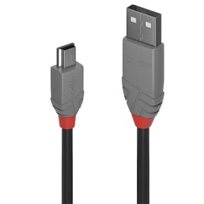 Lindy 36724 câble USB 3 m USB 2.0 USB A Mini-USB B Noir Câble USB 2.0 type A vers Mini-B, Anthra Line, 3m  (36724)