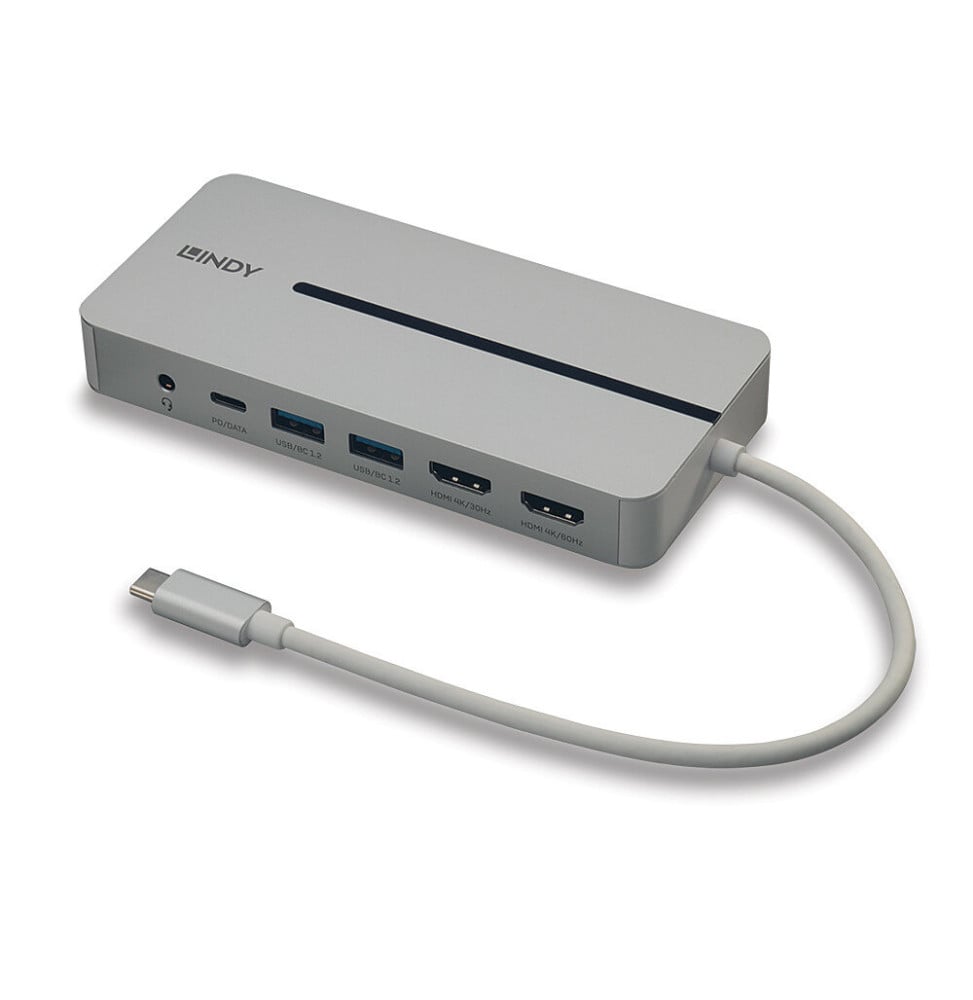 Lindy 43360 station d'accueil Avec fil USB 3.2 Gen 1 (3.1 Gen 1) Type-C Argent, Blanc (43360)