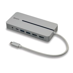 Lindy 43360 station d'accueil Avec fil USB 3.2 Gen 1 (3.1 Gen 1) Type-C Argent, Blanc (43360)