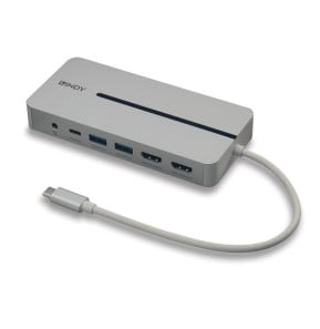 Lindy 43360 station d'accueil Avec fil USB 3.2 Gen 1 (3.1 Gen 1) Type-C Argent, Blanc (43360)