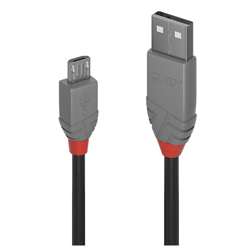 Lindy 36733 câble USB 2 m USB 2.0 USB A Micro-USB B Noir, Gris Câble USB 2.0 type A vers Micro-B, Anthra Line, 2m  (36733)