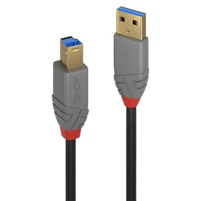 Lindy 36742 câble USB 2 m USB 3.2 Gen 1 (3.1 Gen 1) USB A USB B Noir, Gris (36742)