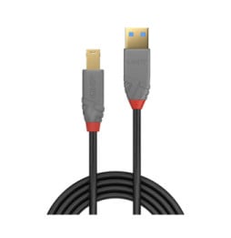 Lindy 36742 câble USB 2 m USB 3.2 Gen 1 (3.1 Gen 1) USB A USB B Noir, Gris (36742)