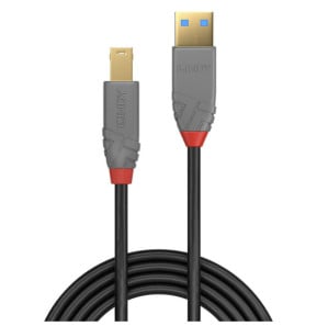 Lindy 36742 câble USB 2 m USB 3.2 Gen 1 (3.1 Gen 1) USB A USB B Noir, Gris (36742)