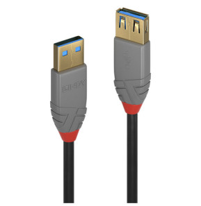 Lindy 36762 câble USB 2 m USB 3.2 Gen 1 (3.1 Gen 1) USB A Noir Rallonge USB 3.2 type A, 5Gbit/s, Anthra Line, 2m  (36762)