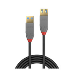 Lindy 36763 câble USB 3 m USB 3.2 Gen 1 (3.1 Gen 1) USB A Noir Rallonge USB 3.2 type A, 5Gbit/s, Anthra Line, 3m  (36763)
