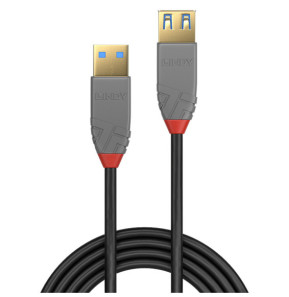 Lindy 36763 câble USB 3 m USB 3.2 Gen 1 (3.1 Gen 1) USB A Noir Rallonge USB 3.2 type A, 5Gbit/s, Anthra Line, 3m  (36763)