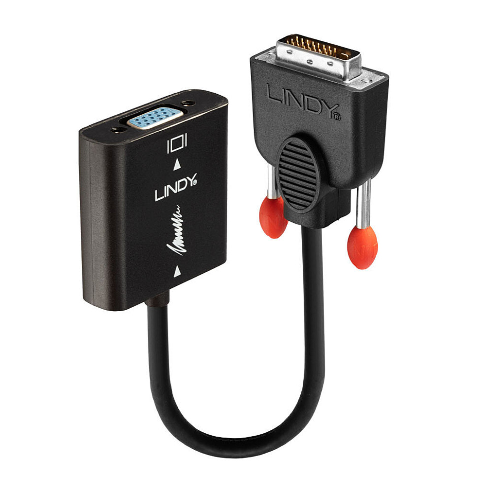 Lindy 38189 câble vidéo et adaptateur 0,1 m DVI-D VGA (D-Sub) Noir Convertisseur DVI vers VGA  (38189)
