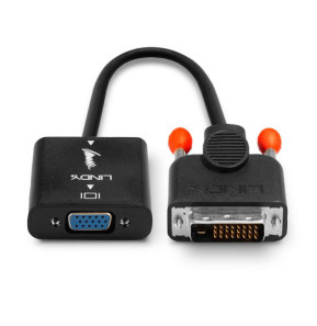 Lindy 38189 câble vidéo et adaptateur 0,1 m DVI-D VGA (D-Sub) Noir Convertisseur DVI vers VGA  (38189)