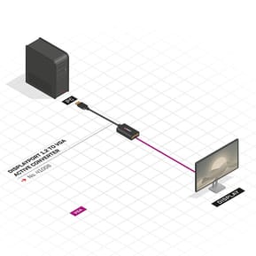 Lindy 41006 câble vidéo et adaptateur 0,15 m VGA (D-Sub) DisplayPort Noir Convertisseur Actif DisplayPort vers VGA (41006) — image 3
