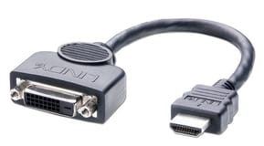 Lindy 41227 câble vidéo et adaptateur 0,2 m DVI-D HDMI Noir Câble adaptateur HDMI A Mâle / DVI-D Femelle, 0.2m  (41227)