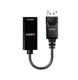 Lindy 41718 câble vidéo et adaptateur 0,15 m DisplayPort HDMI Noir Convertisseur DisplayPort vers HDMI  (41718)
