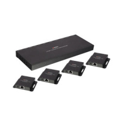 Lindy 38155 extension KVM Émetteur et récepteur Kit Extender Splitter 4 Ports HDMI & IR avec Loop Out, Cat.6 50m  (38155)