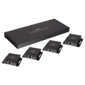 Lindy 38155 extension KVM Émetteur et récepteur Kit Extender Splitter 4 Ports HDMI & IR avec Loop Out, Cat.6 50m  (38155)