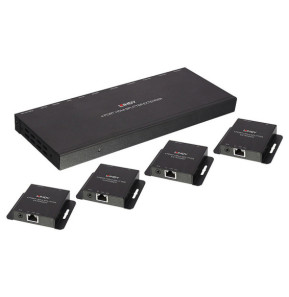 Lindy 38155 extension KVM Émetteur et récepteur Kit Extender Splitter 4 Ports HDMI & IR avec Loop Out, Cat.6 50m  (38155)
