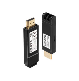 Lindy 38170 extension audio/video Émetteur et récepteur AV Noir Extender HDMI 4K30 sur fibre optique, 300m  (38170)