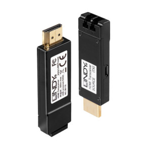Lindy 38170 extension audio/video Émetteur et récepteur AV Noir Extender HDMI 4K30 sur fibre optique, 300m  (38170)