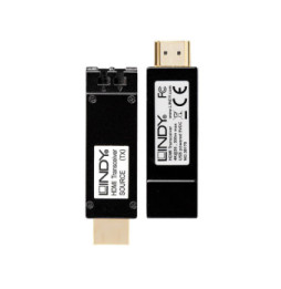 Lindy 38170 extension audio/video Émetteur et récepteur AV Noir Extender HDMI 4K30 sur fibre optique, 300m  (38170)