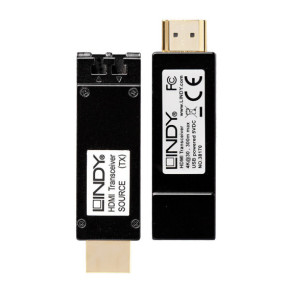 Lindy 38170 extension audio/video Émetteur et récepteur AV Noir Extender HDMI 4K30 sur fibre optique, 300m  (38170)