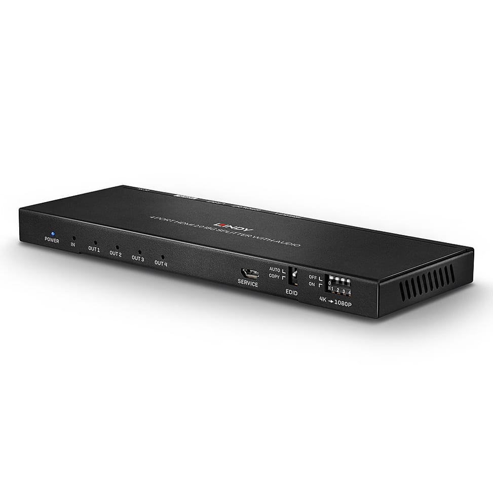 Lindy 38231 répartiteur vidéo HDMI 4x HDMI Splitter HDMI 18G avec Audio & Downscaling, 4 Ports  (38231) — image 5