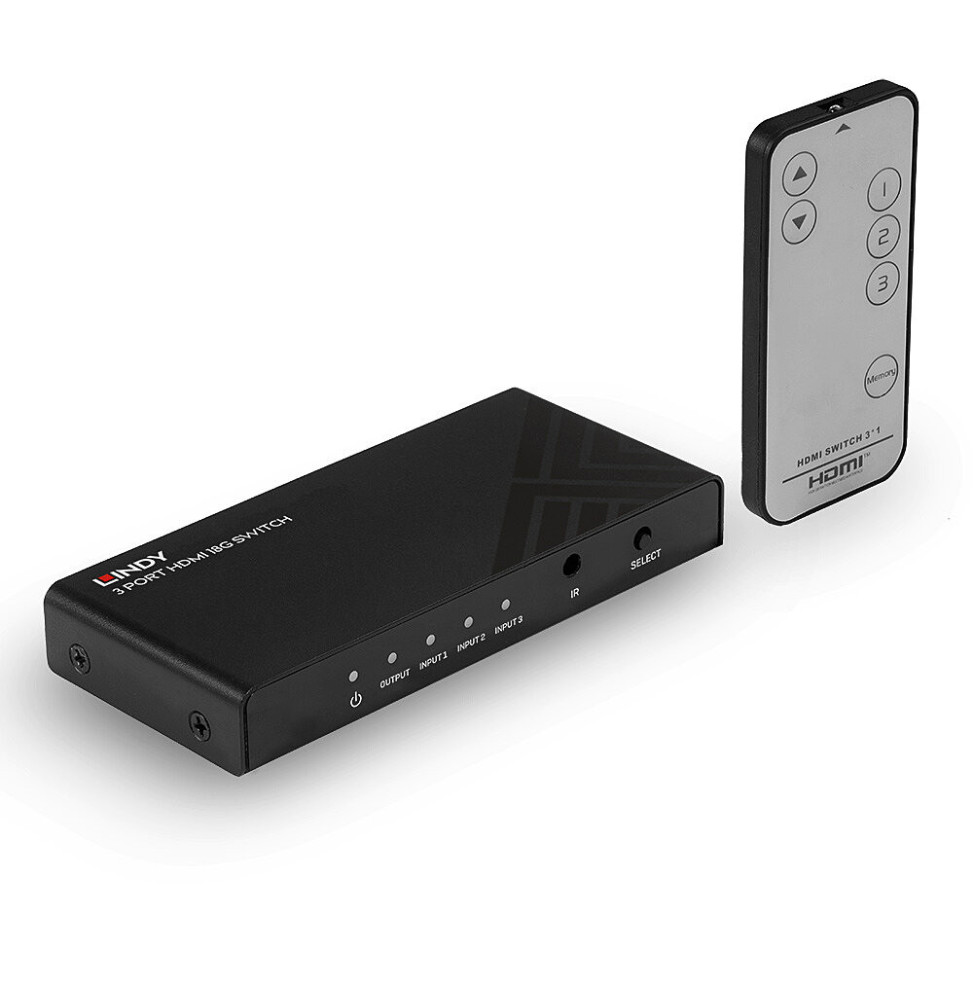 Lindy 38232 commutateur vidéo HDMI Switch HDMI 3 ports, 18G  (38232)
