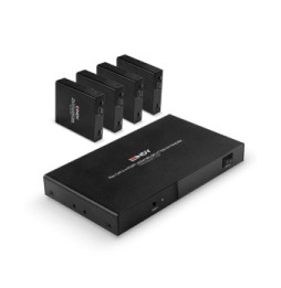 Lindy 38262 extension audio/video Émetteur et récepteur AV Noir Splitter Extender Cat.6 4 ports HDMI 4K60, 70m  (38262)